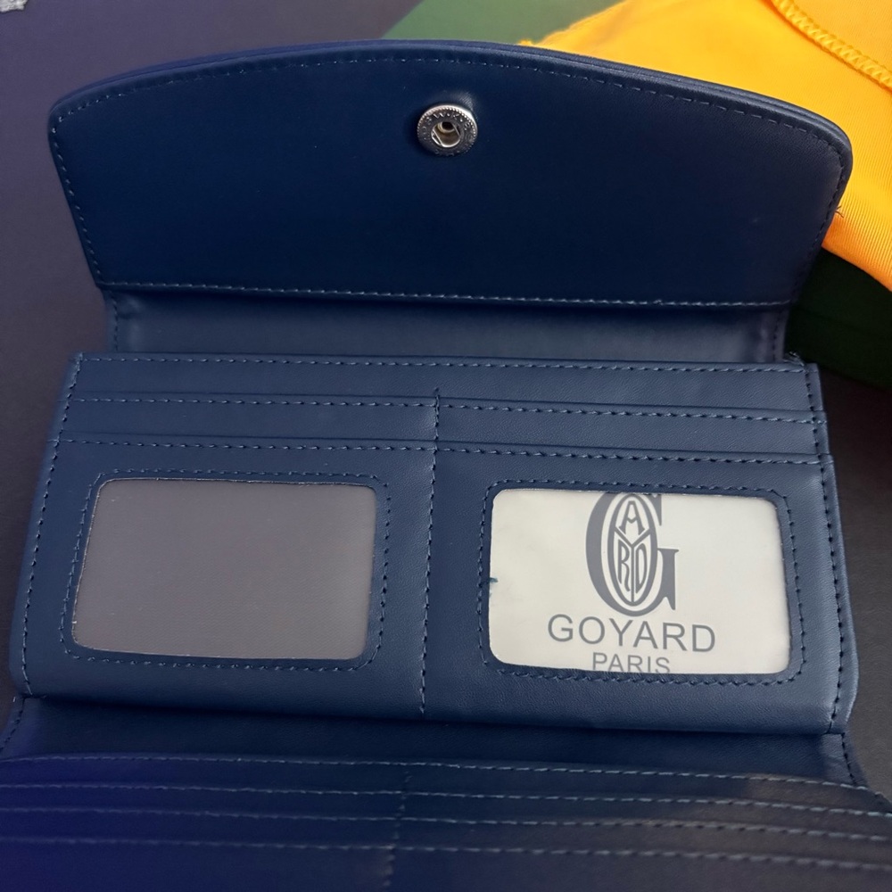 Fashion Blue Long Wallet Trifold Snap Closure - Picture 13 of 16
